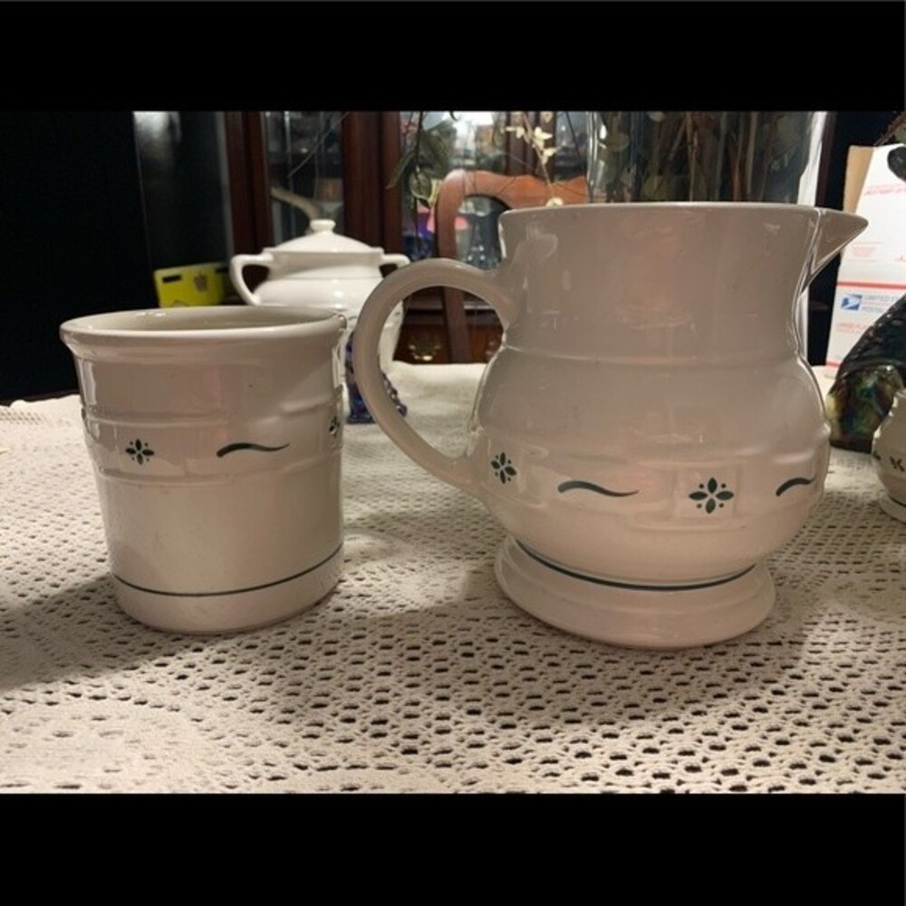 Longaberger Woven Traditions Pitcher and Crock - green